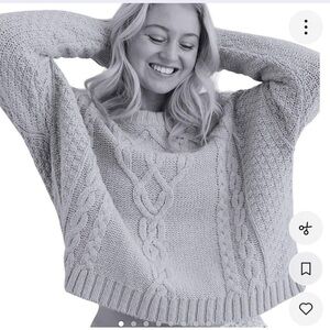 Aerie Women's Soft Gray Cable Knit Sweater